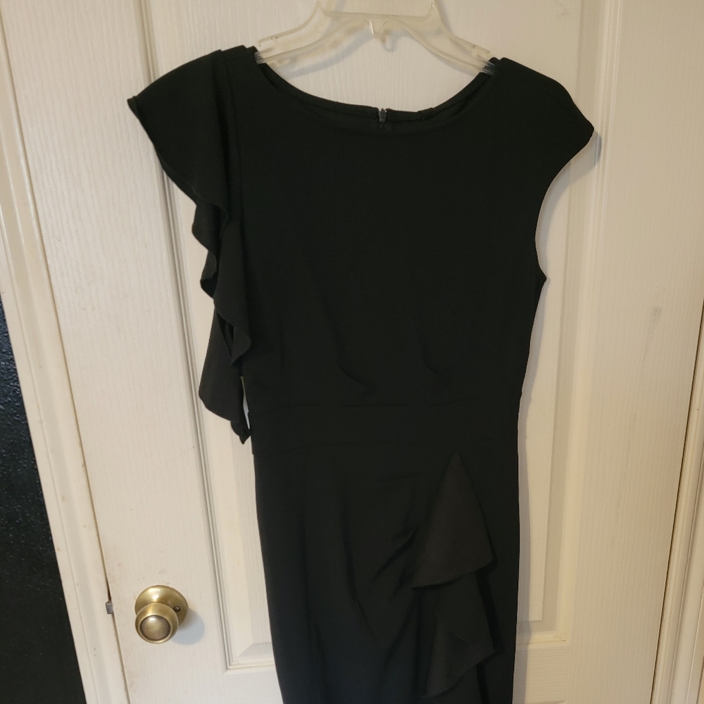 Black Asymmetrical Ruffled Cocktail Dress